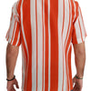 Chemise élégante en soie à rayures Dolce &amp; Gabbana - Blanc et orange