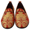 Dolce &amp; Gabbana Rotgold Brokat Hausschuhe Loafer Schuhe