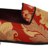 Dolce &amp; Gabbana Rotgold Brokat Hausschuhe Loafer Schuhe