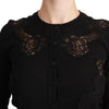Dolce & Gabbana Black Cashmere Lace Cardigan Sweater