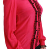 Dolce & Gabbana Pink Silk Black Sequin Lace Shirt Blouse