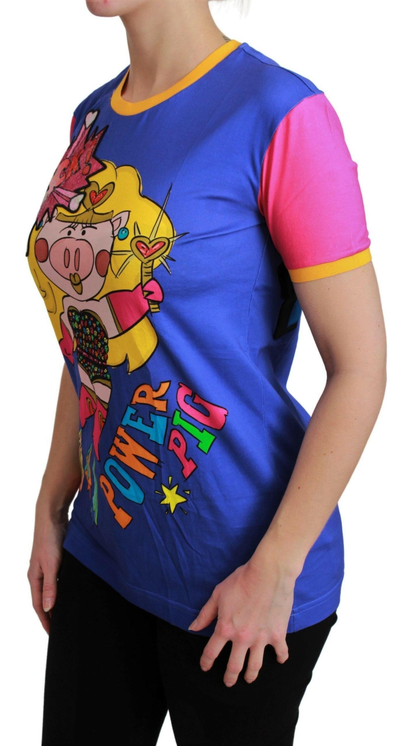 Dolce &amp; Gabbana Lila PIG SUPERGIRL Top Baumwoll-T-Shirt