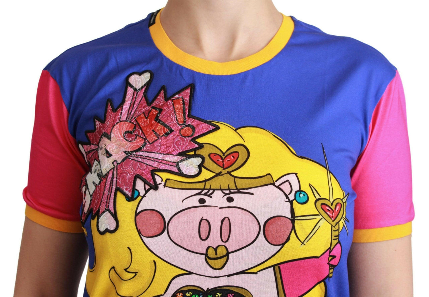 Dolce &amp; Gabbana Lila PIG SUPERGIRL Top Baumwoll-T-Shirt