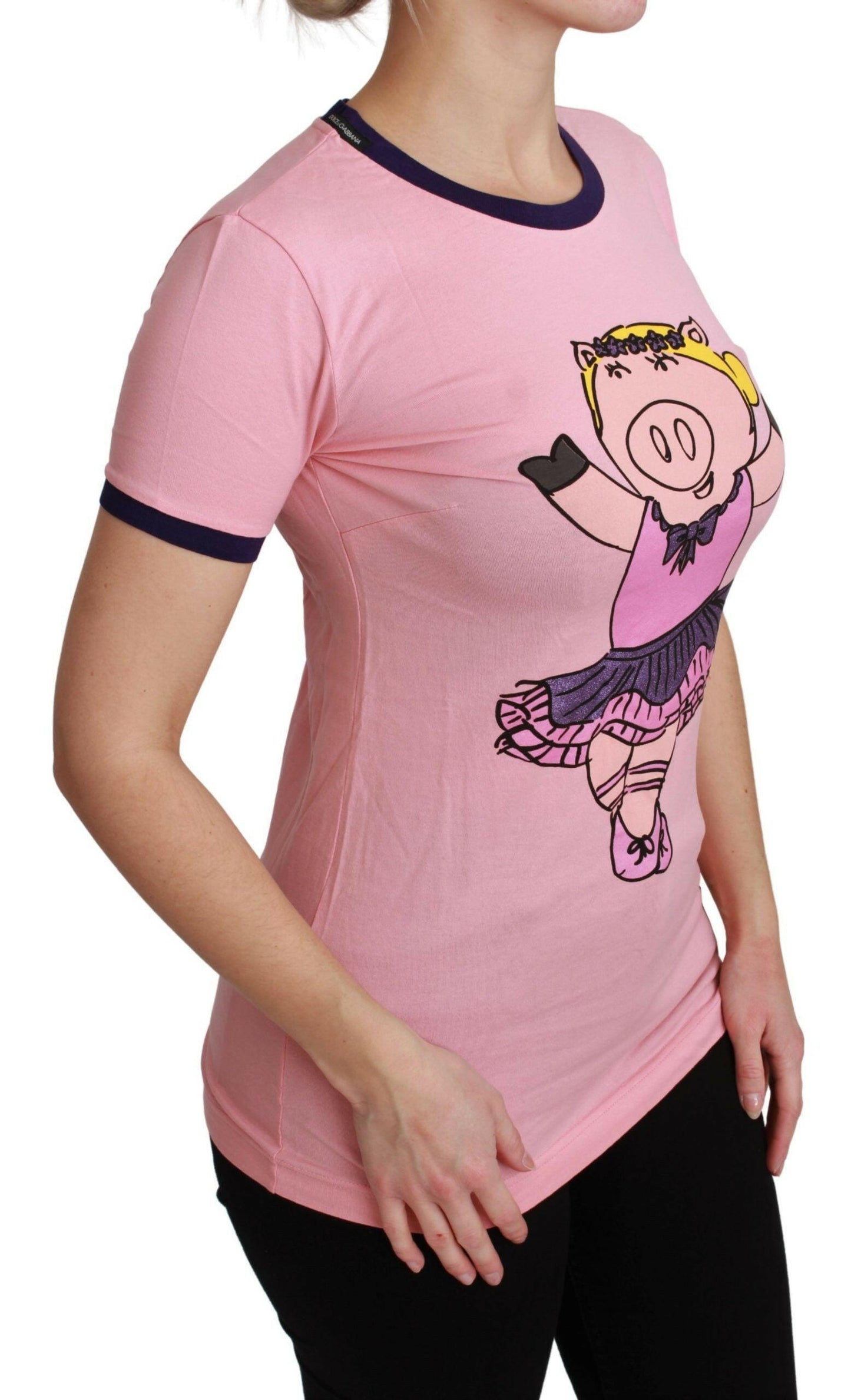 T-shirt ras du cou rose Dolce &amp; Gabbana Année du Cochon