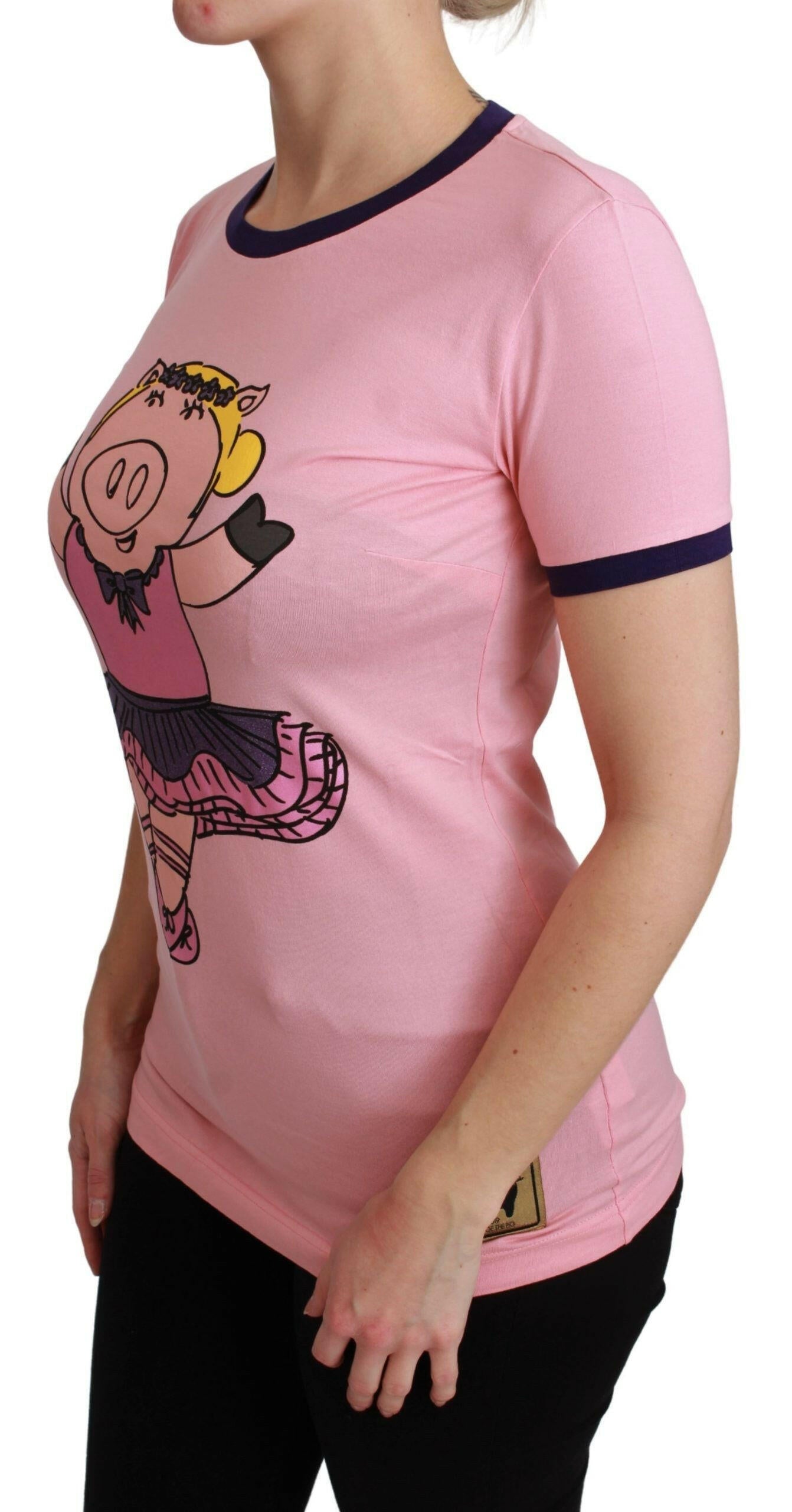 T-shirt ras du cou rose Dolce &amp; Gabbana Année du Cochon