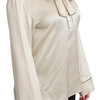 Dolce & Gabbana Beige Sleeve Top Queen Silk Satin Blouse