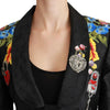 Dolce & Gabbana Black Brocade Crystal Blazer Jacket