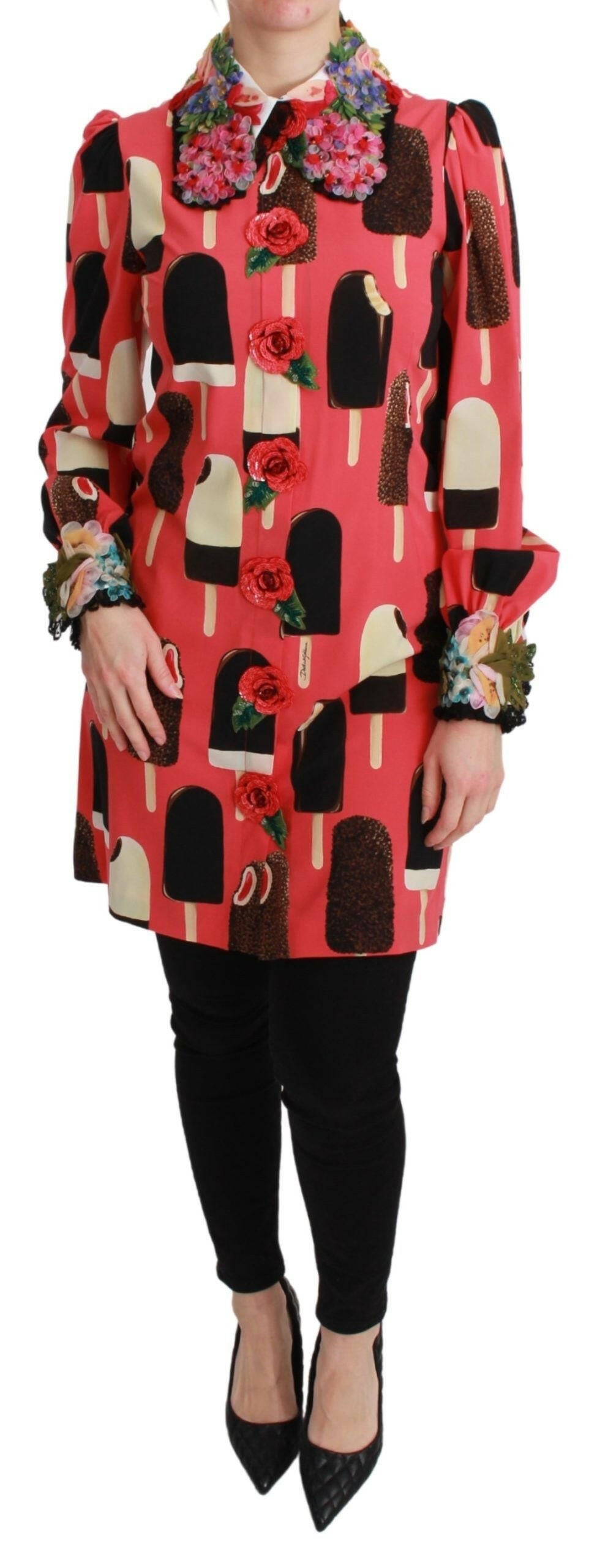 Dolce &amp; Gabbana – Paillettenkleid mit rosa Eiscreme-Rosen