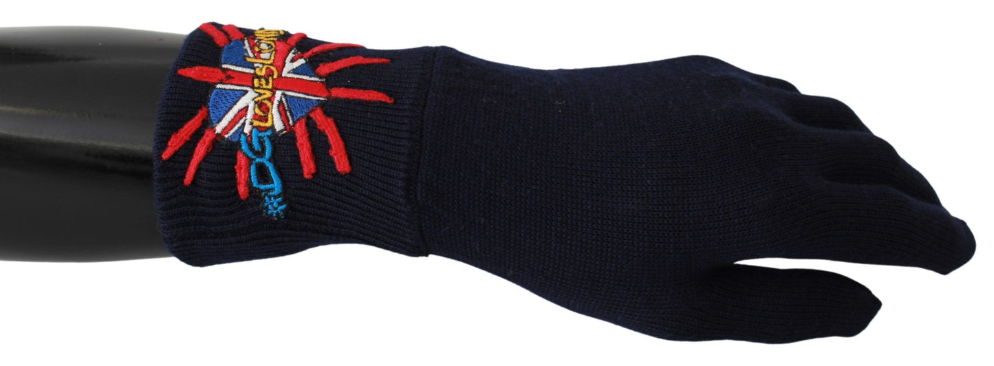 Dolce &amp; Gabbana Blaue #DGLovesLondon bestickte Wollhandschuhe