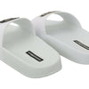 Dolce &amp; Gabbana Weißes Leder #dgfamily Slides Schuhe Sandalen