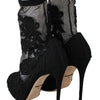 Dolce & Gabbana Black Roses Stilettos Booties Socks Shoes
