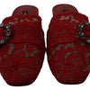 Ballerines plates Dolce &amp; Gabbana Radiant Red avec ornements en cristal