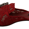 Ballerines plates Dolce &amp; Gabbana Radiant Red avec ornements en cristal