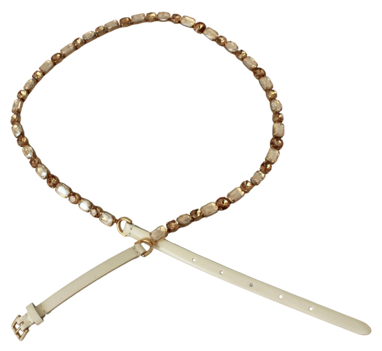 Dolce &amp; Gabbana – Weißer Taillengürtel aus Leder mit Kristallen