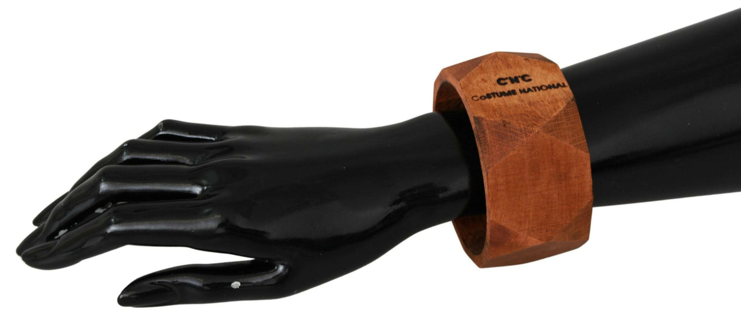Costume National – Braunes Markenarmband aus Holz