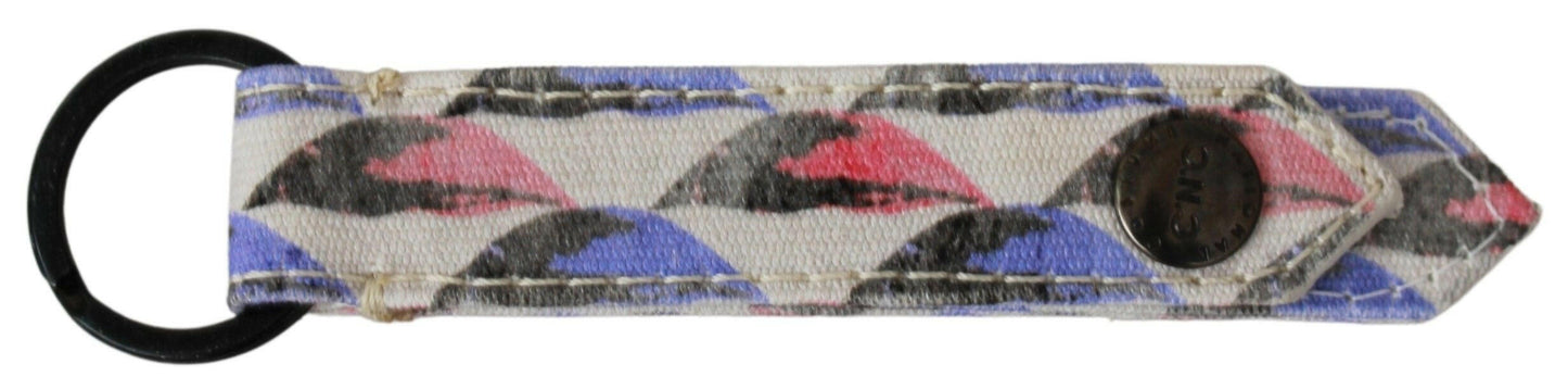 Costume National White Ring Branded Textile  Keychain