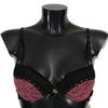 Roberto Cavalli Black Pink Lace Push Up Bra Underwear