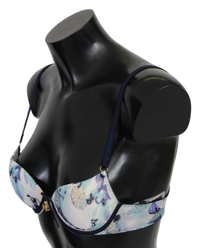 Roberto Cavalli – Reggiseno-BH aus blau bedrucktem Nylon