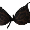 Roberto Cavalli Black Leopard Nylon Push Up Bra Underwear