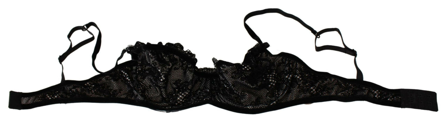 Ermanno Scervino Black Mesh Balconcino Bra Nylon  Underwear