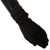 Costume National Brown Wool Knitted One Size Wrist Length Gloves