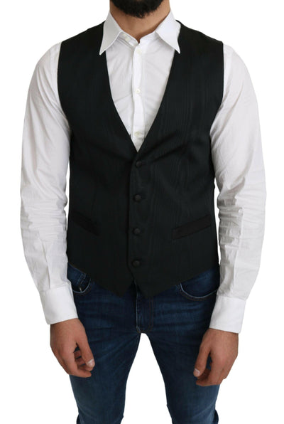 Dolce & Gabbana Gray 100% Silk Formal Coat Vest