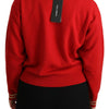 Dolce & Gabbana Red Knitted Cashmere Cartoon Top Sweater