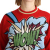 Dolce & Gabbana Red Knitted Cashmere Cartoon Top Sweater