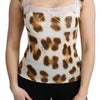 Roberto Cavalli White Brown Camisole Underwear Blouse