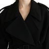 Dolce & Gabbana Virgin Wool Black Blazer Trenchcoat Jacket