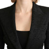 Dolce & Gabbana Black Brocade Single Breasted Blazer Jacket