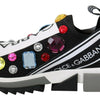 Dolce & Gabbana Black Multicolor Crystal Sneakers Shoes