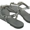 Dolce & Gabbana Silver Crystal Sandals Flip Flops Shoes