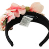 Dolce & Gabbana Pink Silk Black Floral Headband Logo Diadem