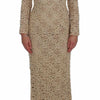 Dolce & Gabbana Beige Floral Lace Sheath Maxi Dress