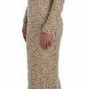 Dolce & Gabbana Beige Floral Lace Sheath Maxi Dress