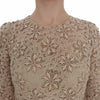 Dolce & Gabbana Beige Floral Lace Sheath Maxi Dress