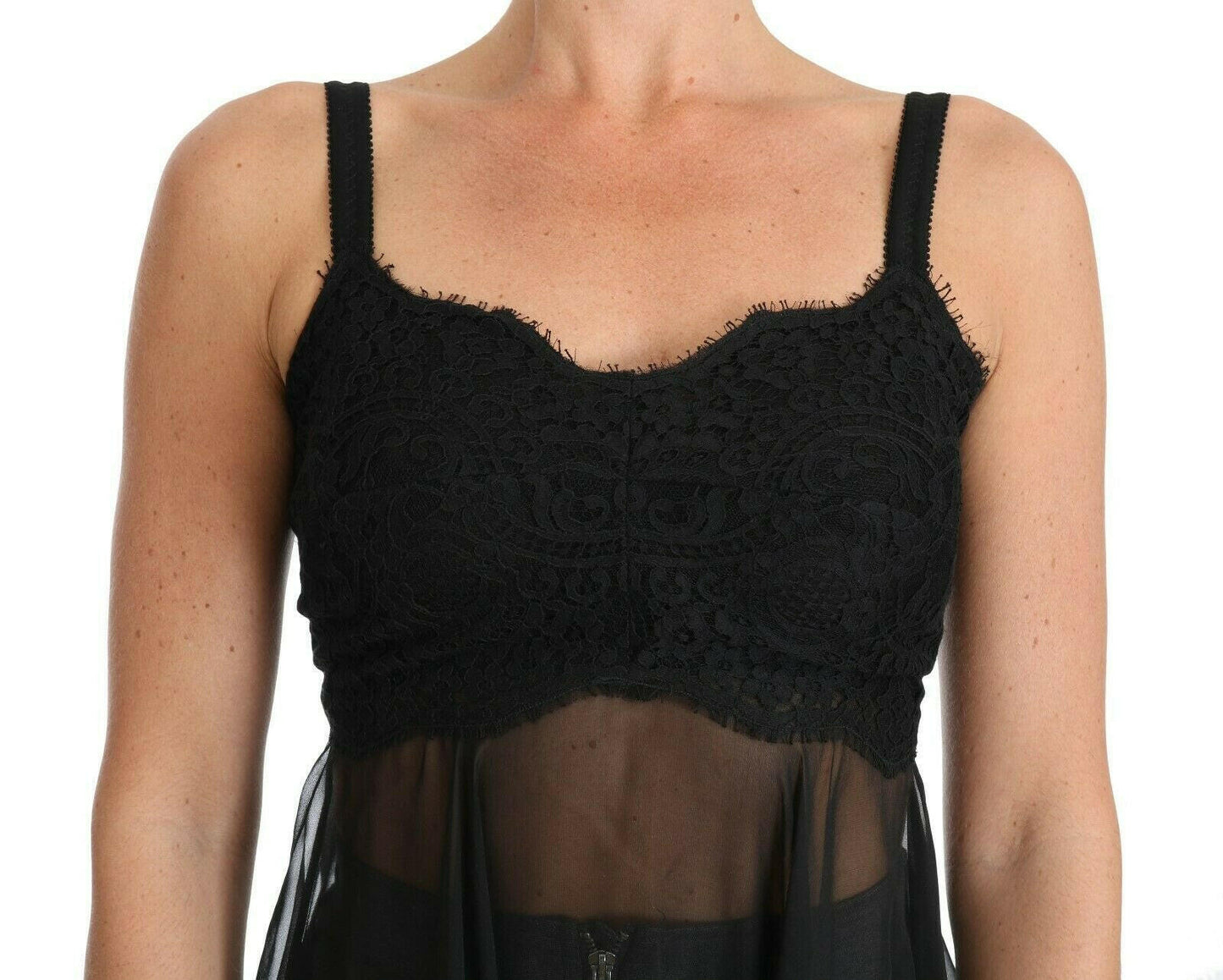 Dolce & Gabbana Black Silk Lace Dress Chemise Lingerie