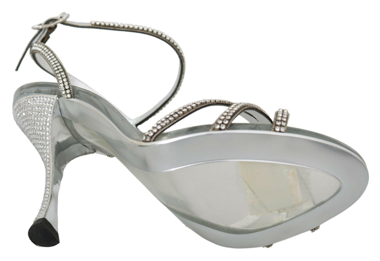 Dolce &amp; Gabbana Silber Kristall Knöchelriemen Sandalen Schuhe