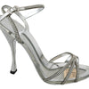Dolce &amp; Gabbana Silber Kristall Knöchelriemen Sandalen Schuhe
