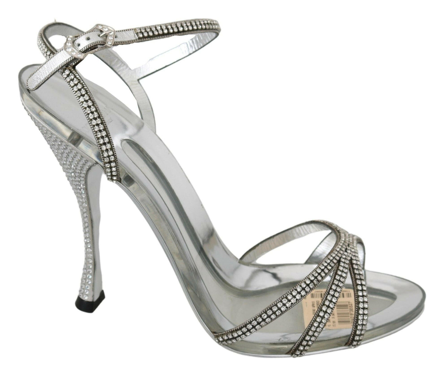 Dolce &amp; Gabbana Silber Kristall Knöchelriemen Sandalen Schuhe