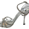 Dolce &amp; Gabbana Silber Kristall Knöchelriemen Sandalen Schuhe