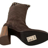 Dolce & Gabbana Brown Suede Studded Knee High Shoes Boots