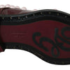 Dolce &amp; Gabbana - Élégantes ballerines bordeaux à lacets avec perles et cristaux