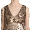Liu Jo Brown Sequined V-neck Sleeveless Sheath Mini Dress