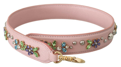 Dolce & Gabbana Pink Leather Crystal Stud Accessory Shoulder Strap