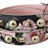 Dolce & Gabbana Pink Floral Leather Stud Accessory Shoulder Strap