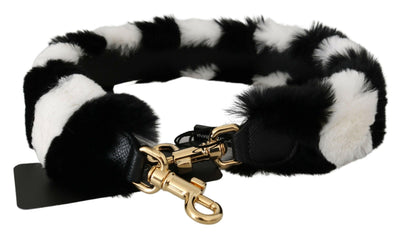 Dolce & Gabbana Black White Lapin Fur Accessory Shoulder Strap
