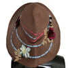 Dolce & Gabbana Brown Floral Wide Brim Straw Floppy Cap Hat
