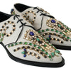 Dolce & Gabbana White Suede Crystal Dress Broque Shoes